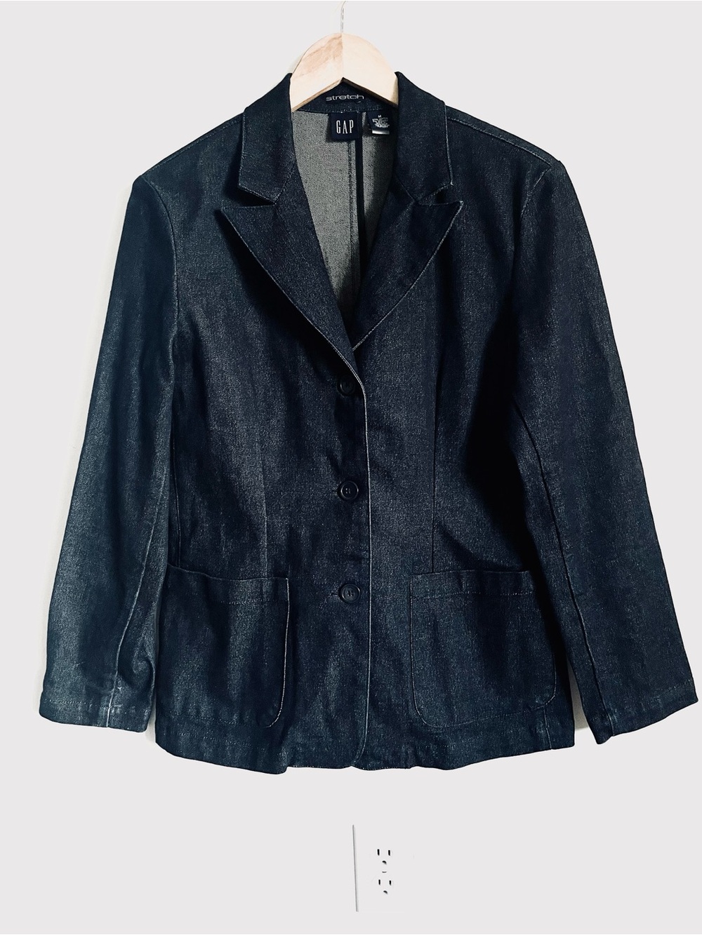 Gap PRO Longline Denim Blazer - Structured Navy Blue Office Jacket - Size M EUC